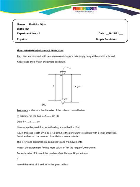 Image result for Simple Pendulum Practical