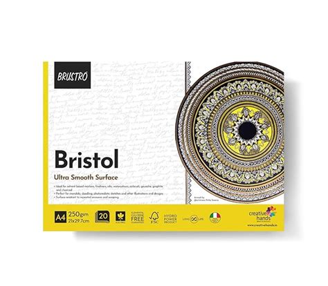 BRUSTRO Bristol Ultra Smooth Glued Pad | 250 GSM, A4, 20 Sheets ...