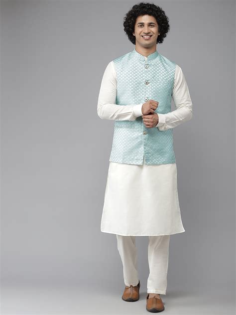 Solid Kurta With Pyjama & Jacquard Nehru Jacket – See Designs