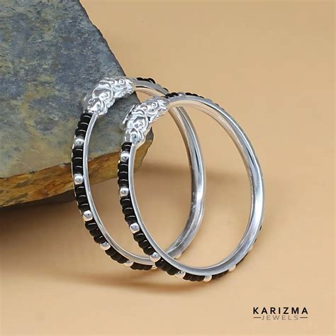 Real Silver pretty gifts Black Beads Nazariya kids Bangles Bracelet ...