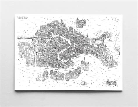 Buy VENICE Design Map Poster, Art Print 'black&white' Online in India ...