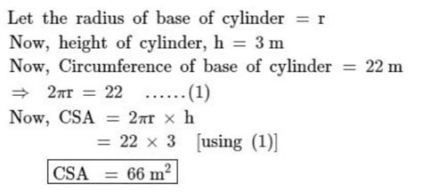 find the curved surface area of the cylinder whose circumference of the ...