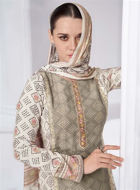 Mumtaz Arts Cotton Satin Embroidered Unstitched Suit Dress Material ...