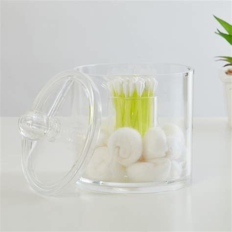 Home Centre Orion Ducale Transparent Round Cotton Canister - 9.8x9 ...