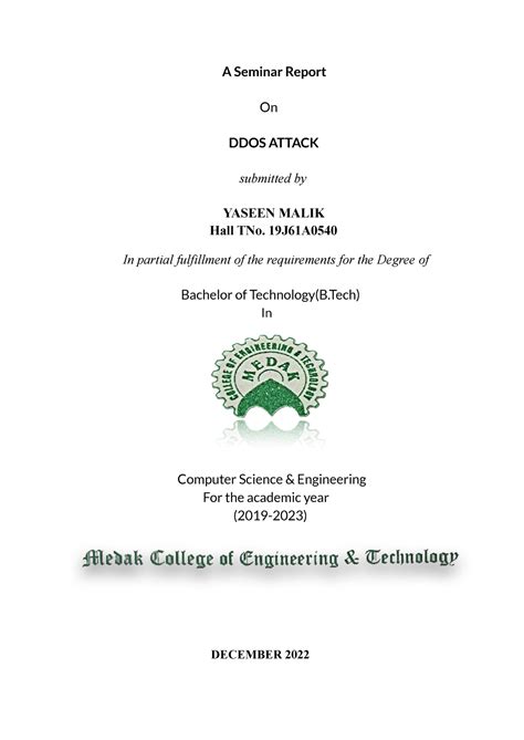 WDdos - A Seminar Report On DDOS ATTACK submitted by YASEEN MALIK Hall ...