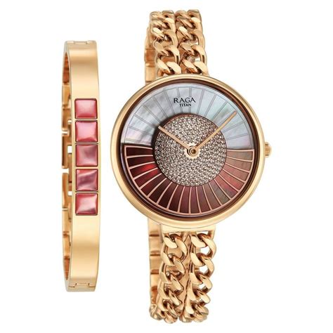 Buy Online Titan Raga Glimmers Quartz Analog Mother of Pearl Dial Rose ...