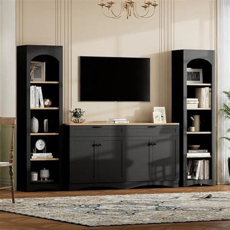 Merax Modern 3 Piece TV Stand with 2 Bookshelves for India | Ubuy