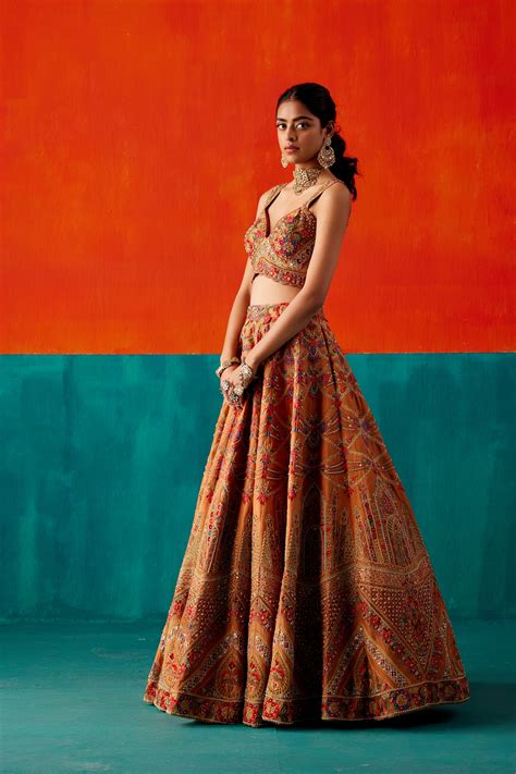 Aman Takyar - Dull Orange Lehenga Set - Elahe