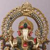 Buy Pure Brass Ganesha Idol with Meenakari Stonework 9.5" - Budhshiv.com