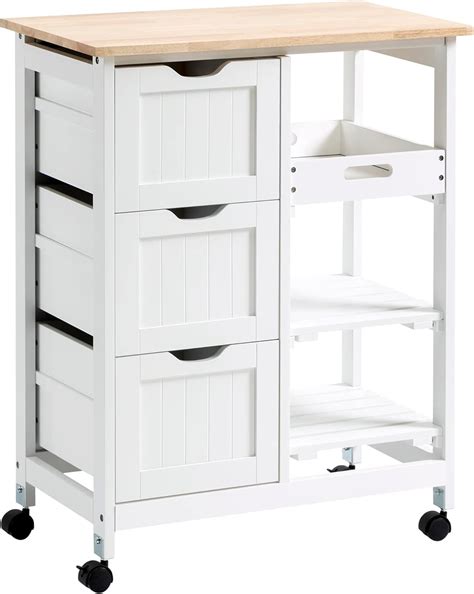 Buy HOMCOM Rolling Kitchen Island Cart, Bar Serving Cart, Compact ...