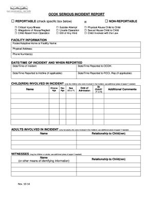 OCOK Serious Incident Report 2014-2025 - Fill and Sign Printable ...