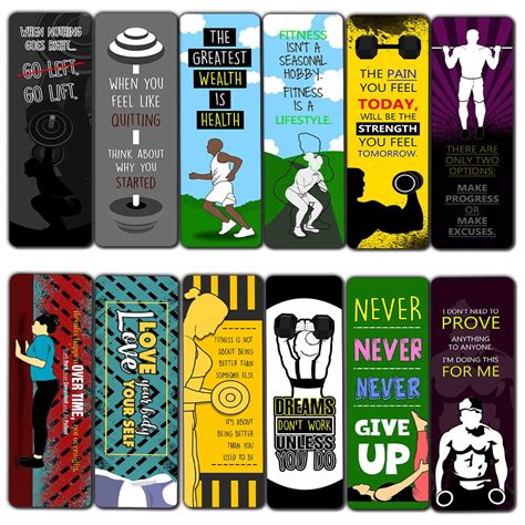 Creanoso Fitness Sayings Bookmarks (12-Pack) – Unique Bookmarker for ...