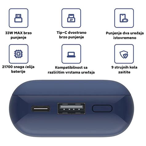 Eksterna baterija Power Bank 10000mAh 33W Pocket Pro Xiaomi GPS01038 ...