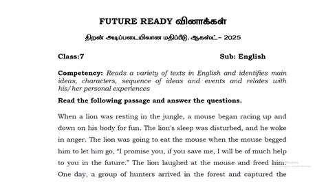 7th English, Maths & Science Future Ready Questions TM 2025 | Kalvi ...