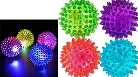 JA-RU Light Up Rubber Spike Ball (Pack of 4 Balls) with Flashing Lights ...