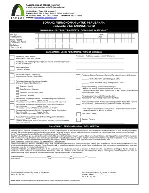 Fillable Online borang perubahan takaful ikhlas Fax Email Print - pdfFiller