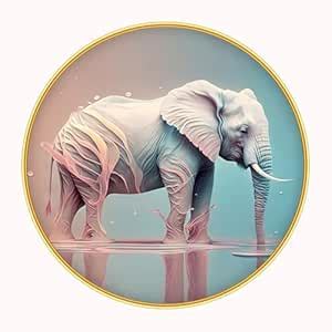 Dharvika Innovations Vastu Elephant Photo Frame, 12x12 Inch, Round Gold ...