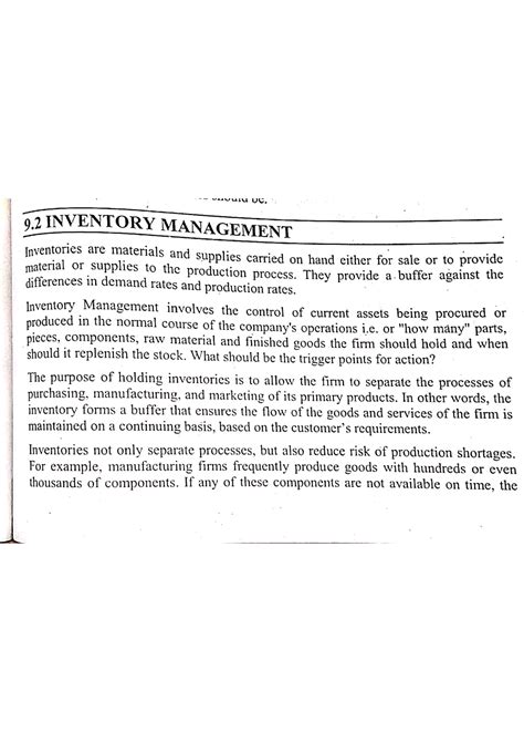 Inventory Management - MBA - Studocu