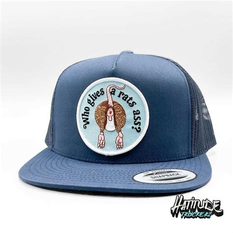Who Give's a Rats Ass Funny Retro-style Trucker on a Navy With Navy ...