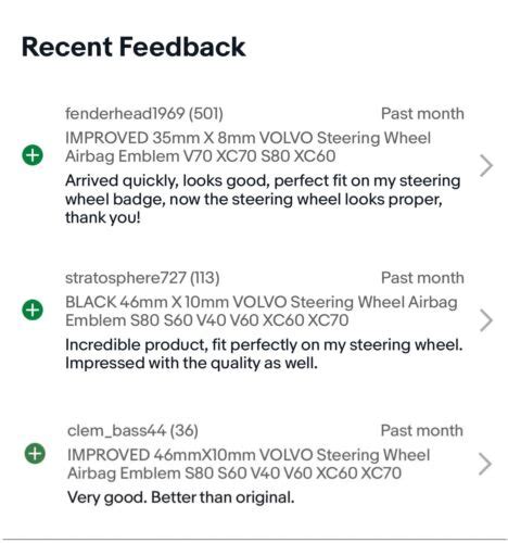 Buy IMPROVED 46mmX10mm VOLVO Steering Wheel Airbag Emblem S80 S60 V40 ...