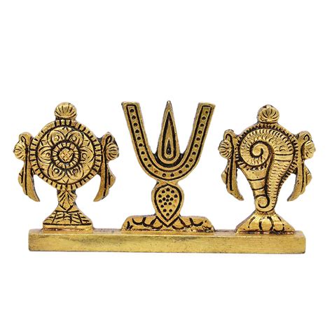 Buy AARGKRAFT Brass Shankh Chakra Namah Showpiece | Shankha Chakra ...