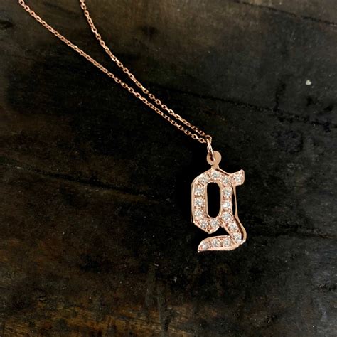 Large Diamond Initial Pendant in 14K Gold | Etsy