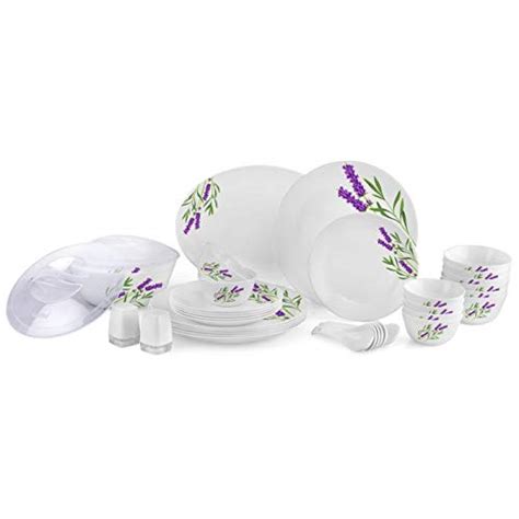 Cello Opalware Zarah Lavender Meadow Dinner Set - Pack of 37 Pcs ...