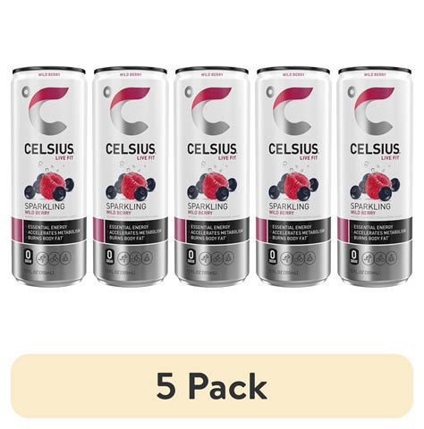 (5 pack) CELSIUS Sparkling Wild Berry, Functional Essential Energy ...