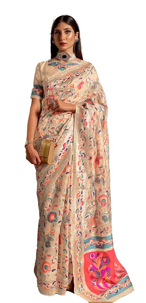 Buy NK Textiles Women's Kalamkari Multicolored Floral Woven with Meena ...