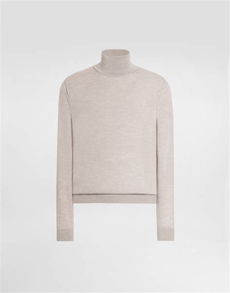 Cashmere turtleneck pullover in Beige for Men | Dolce&Gabbana®