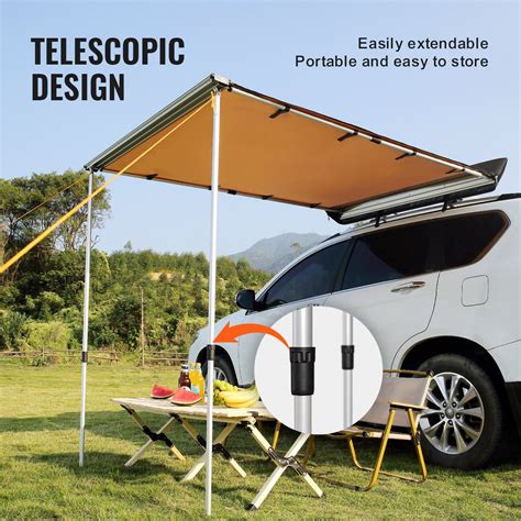 VEVOR Car Side Awning, Large 6.6' x 8.2' Shade Coverage Vehicle Awning ...