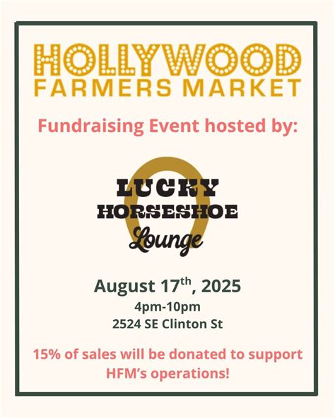 Hollywood Farmers Market Fundraiser at Lucky Horseshoe Lounge in ...