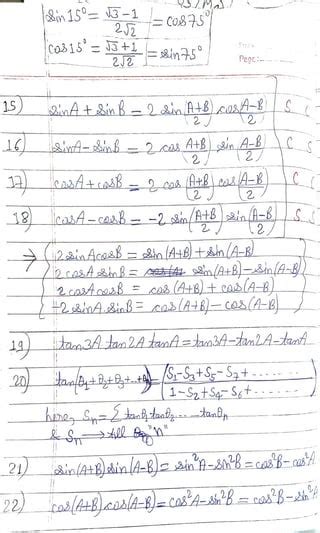 Image result for Maths Trigonometry Formulas Class 11