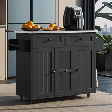 Winston Porter Kitchen Island On Wheels with Drop Leaf - Wayfair Canada