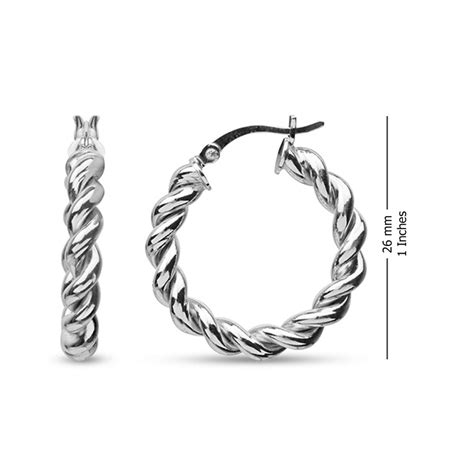LeCalla - Buy Round Twisted Tube Italian Design Rhodium Plated Hoop ...