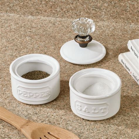 Circa Salt and Pepper Cellar Set with Knob Lid