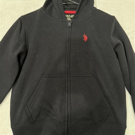 black polo jacket size small - Depop