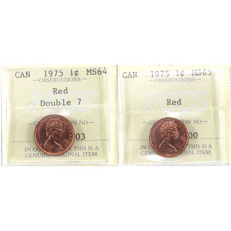 1-cent 1975 & 1975 Double 7 PCCS (Professional Coin Certification ...