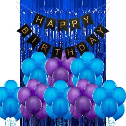 B4 Birthday Party Decoration Kit Blue Happy Birthday Banner, 30 Blue ...