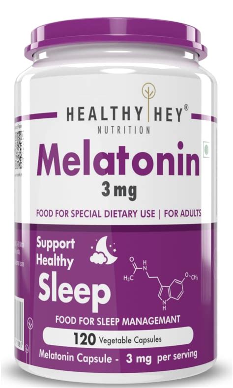 HealthyHey Nutrition Melatonin 3mg, Pack of 120 vegetable capsules ...