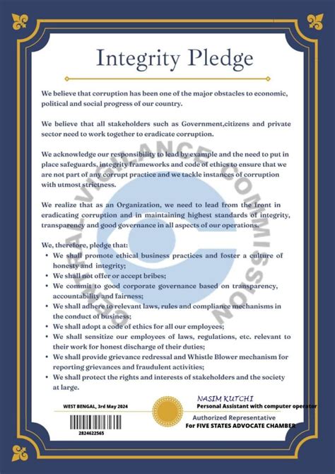 INTEGRITY PLEDGE - Self4Society