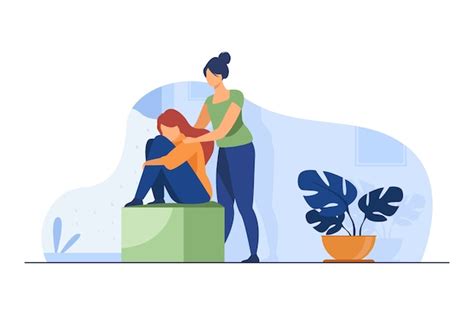 Woman comforting depressed friend. giving support to upset mate flat ...