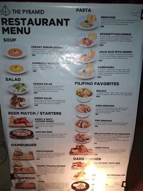 Image result for Pyramid Restaurant Menu