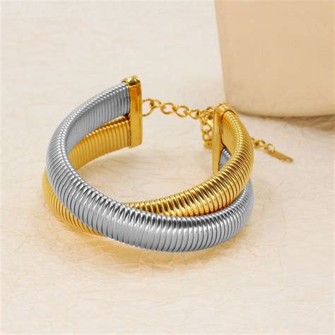 Dual Layer Snake 18K Gold Anti Tarnish Stainless Steel Bracelet – ZIVOM