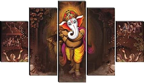SAF paintings Set of 5 Ganesha Religious modern art Home decorative ...