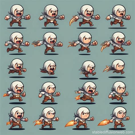 a cute character sprite sheet with animations it should have both ...