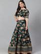 Buy Bottle Green Embroidered Taffeta Silk Bridal Wear Lehenga Choli ...