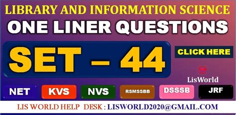 Important LIS One Liner Questions 01 to 25 (Set - 44) - LIS World