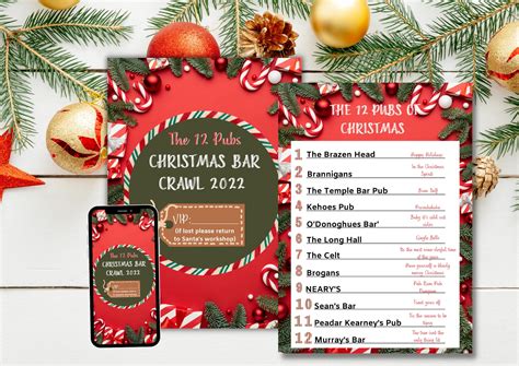 The 12 Pubs Christmas Party Pub Crawl List, 12 Bars of Christmas Party ...