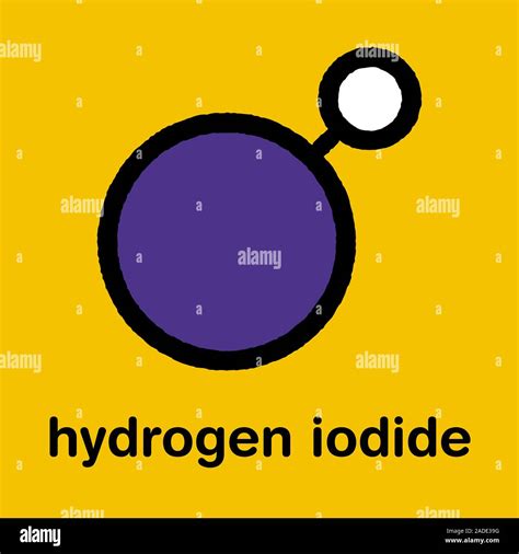 Hydrogen iodide (HI) molecule. Stylized skeletal formula (chemical ...